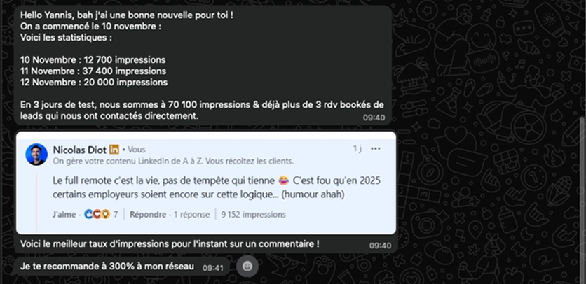 Testimoignage Valentin — 70 100 impressions